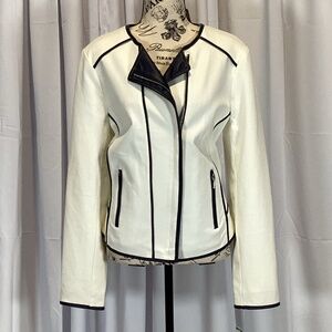 1901. INC International Concepts White w/Blue piping Jacket NWT Size Large